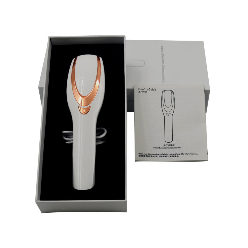 Peigne de Massage Rechargeable à Photothérapie – Vibration, Lumière LED, Soin du Cuir Chevelu
