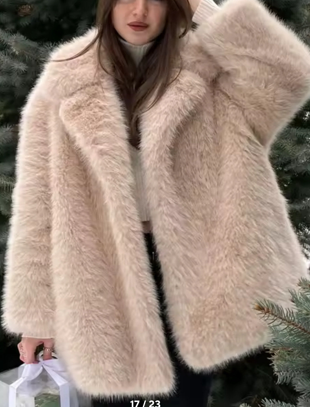 Manteau d’Hiver Mi-Long en Fausse Fourrure Épaisse – Col Tailleur, Coupe Oversize, Doublure Chaude